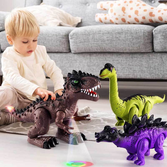 Close-up of the dinosaur toy's textured skin and joints
