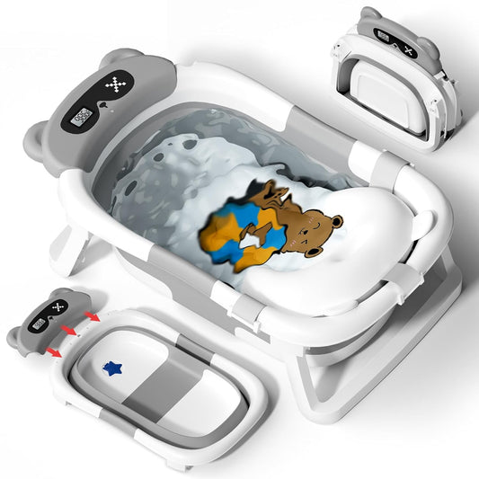 Close-up of the digital temperature sensor on the baby bathtub
