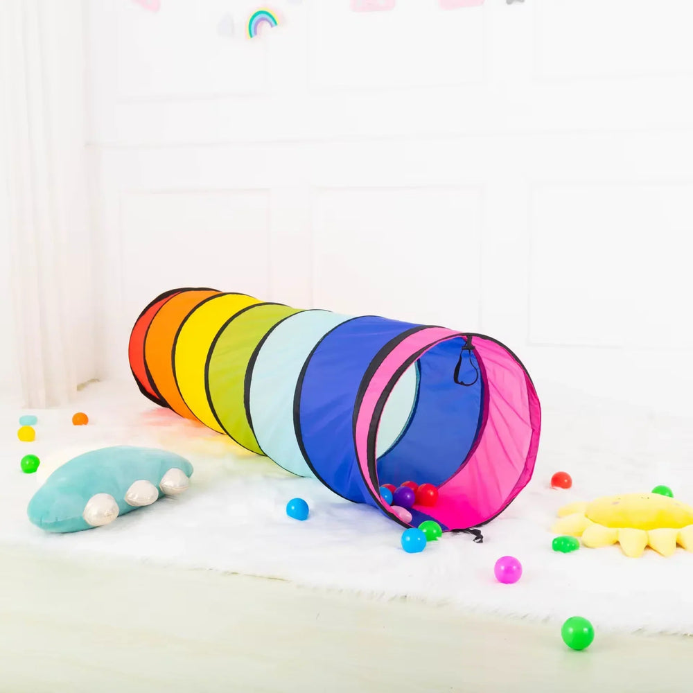 Polyester Rainbow Crawl & Play Tunnel with Sensory-Motor Skills Development