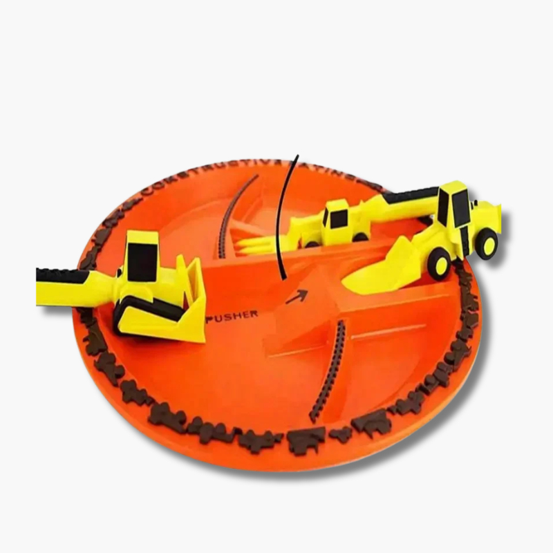 Plastic Interactive Kids Construction Plate with Bulldozer Design