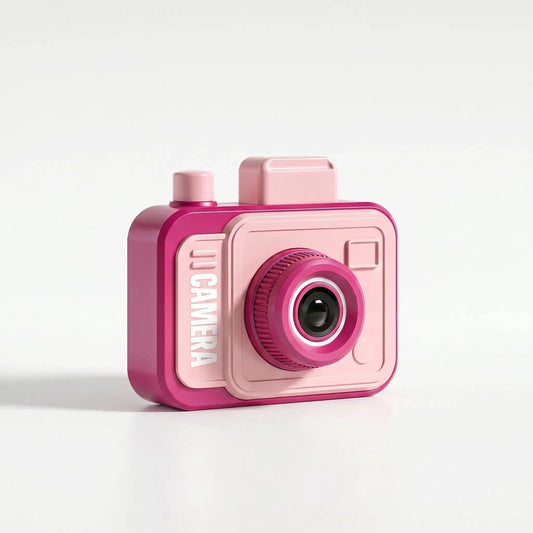 Close-up of the dual-nozzle spray system built into the front of the toy camera