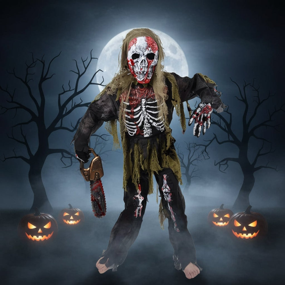 Polyester Zombie Skeleton Costume - Authentically Frightening Design