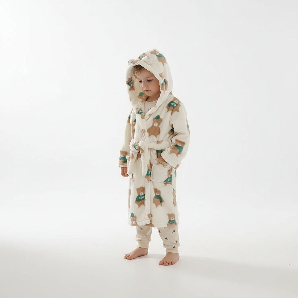 Fleece Children's Morning Gown with Hood - CozyWrap