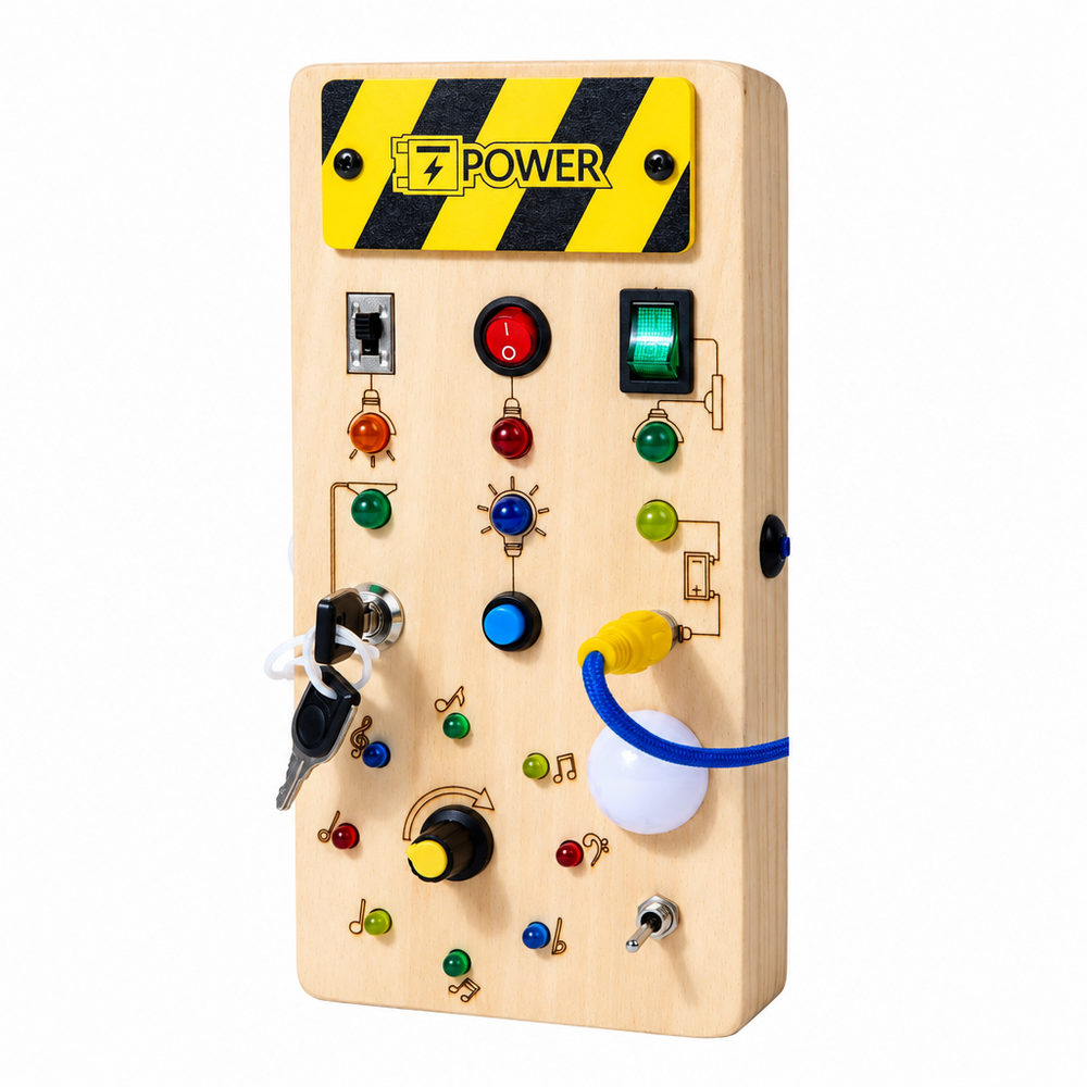 Busy Board with Key Lock & LED Switches - 2 Design Styles