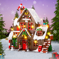 Christmas Chalet Building Block Set with Lights and Moving Parts