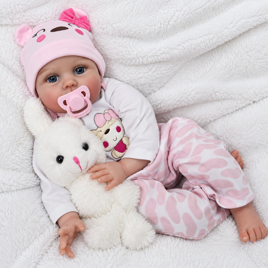 Realistic reborn newborn baby doll, 18 inch, front view