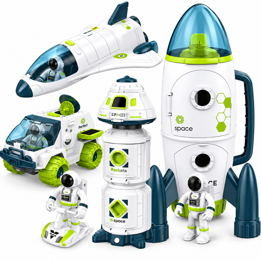 Space Mission Playset - Rocket, Shuttle, Space Station & Astronaut Figures