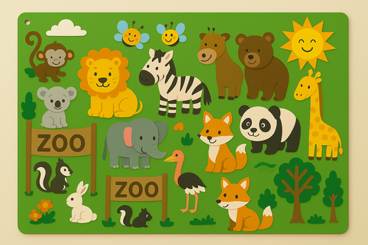 Kids felt board Zoo theme with colorful animals