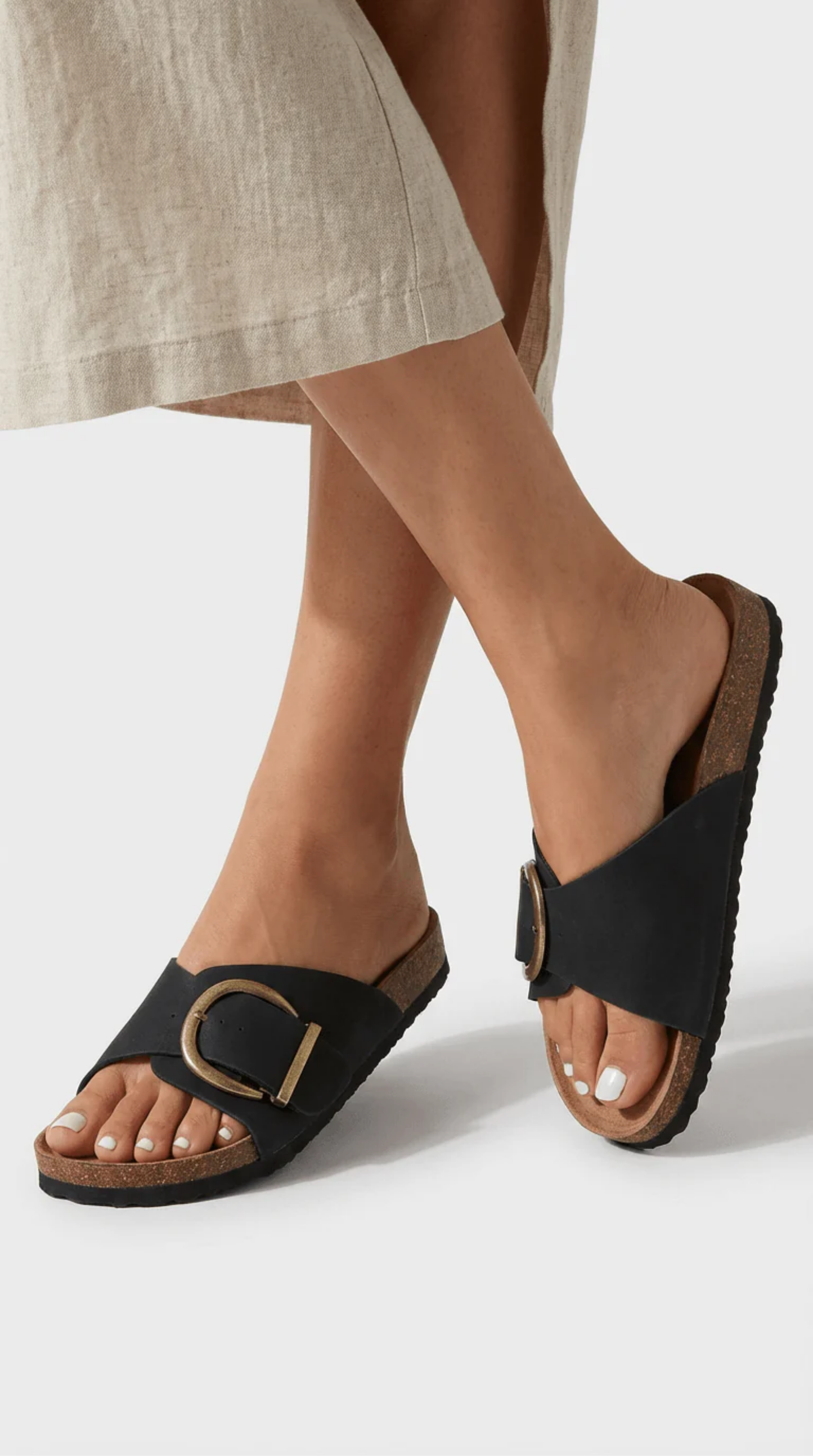 Buckle Slide Sandals Women – Wide Strap & Ergonomic Footbed, Patio Season Everyday Comfort