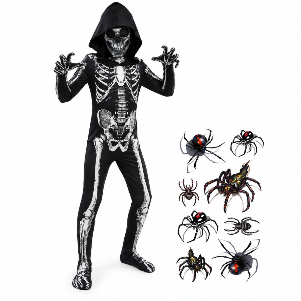 Kids Skeleton Grim Reaper Costume with Hood
