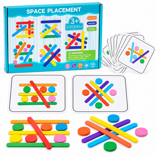 Wooden pattern-making sticks set with dot-matching design cards