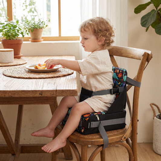 Foldable baby booster seat — Midnight Dinosaur print