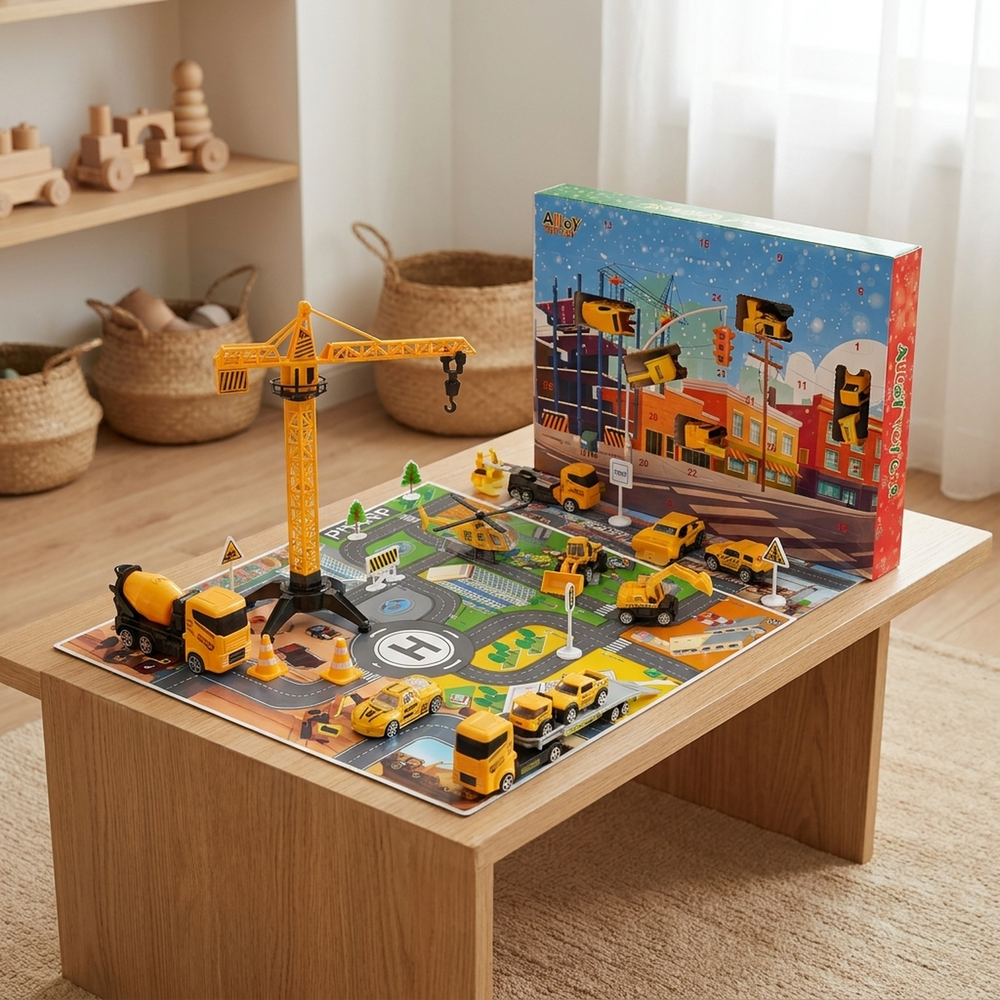 Construction Advent Calendar with Toy Vehicles & Play Mat