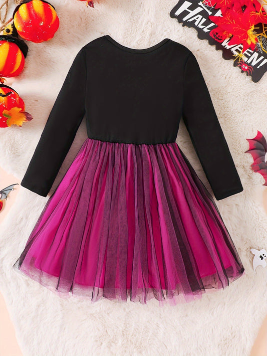 Halloween skeleton dress with pink tulle skirt – model shot