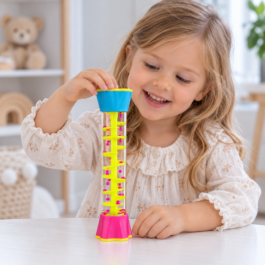 Child playing with CalmTube spiral sensory tube