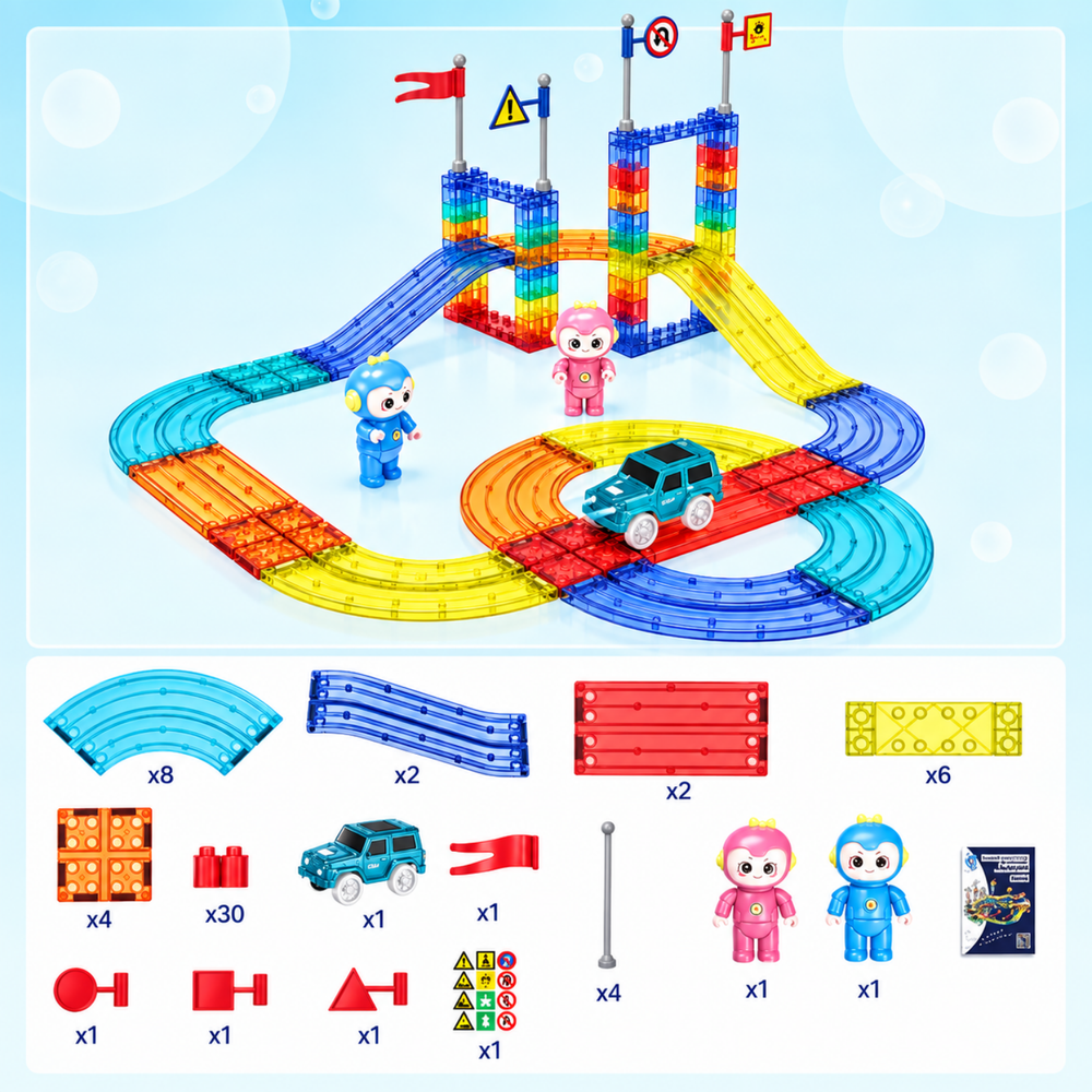 Magnetic Building Set with Creative Tracks