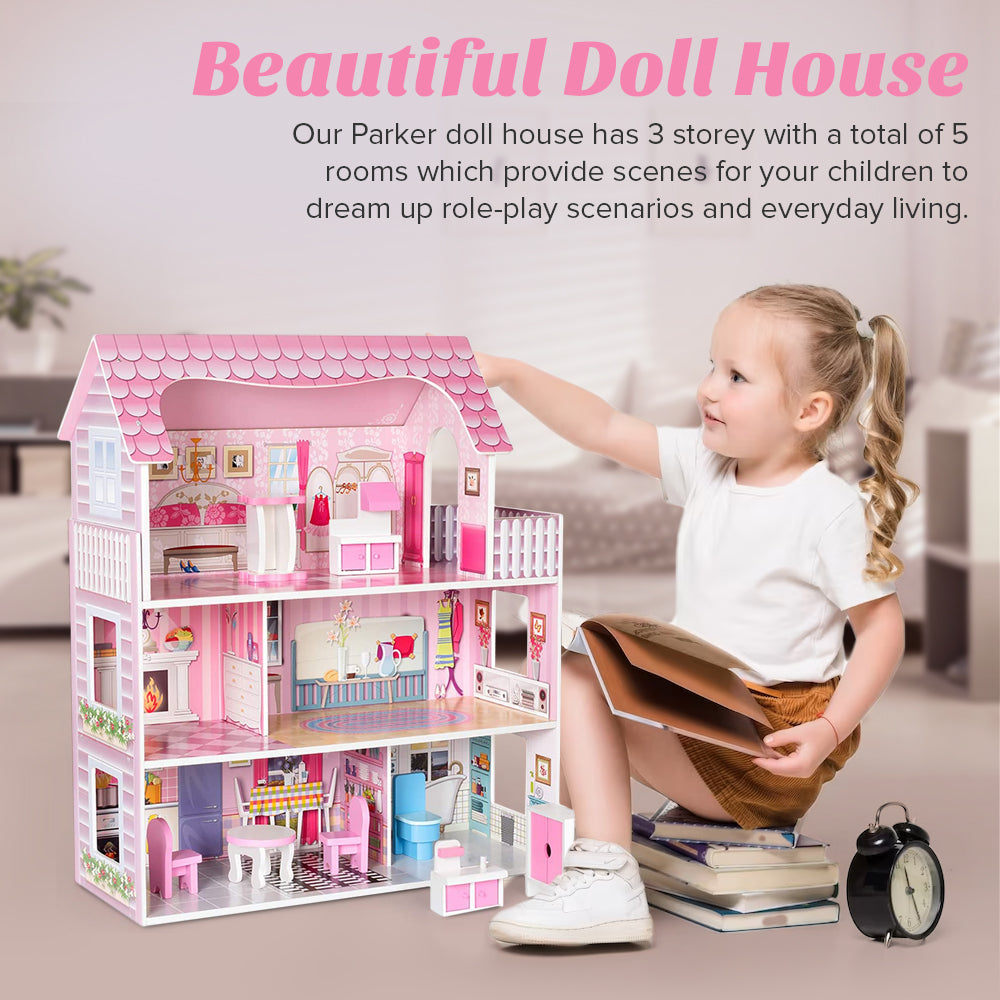 Wooden dollhouse packaging and dimensions