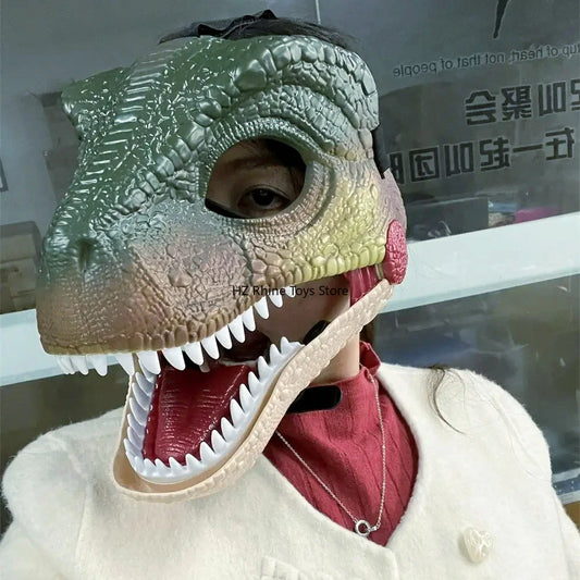 Velociraptor dinosaur mask, side view