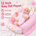 12 Inch Baby Doll Playset with Fold-Out Bed & Accessories