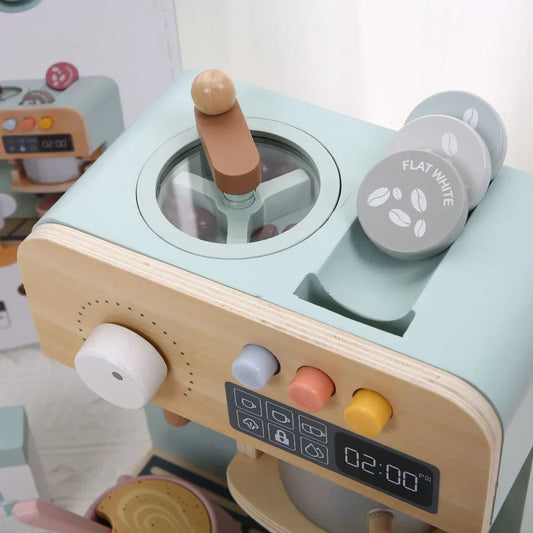 Montessori wooden coffee machine toy