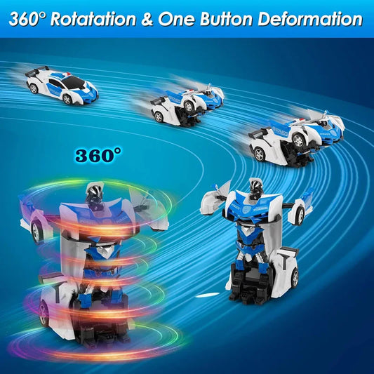 Police RC transforming car with 360 degree rotation robot mode