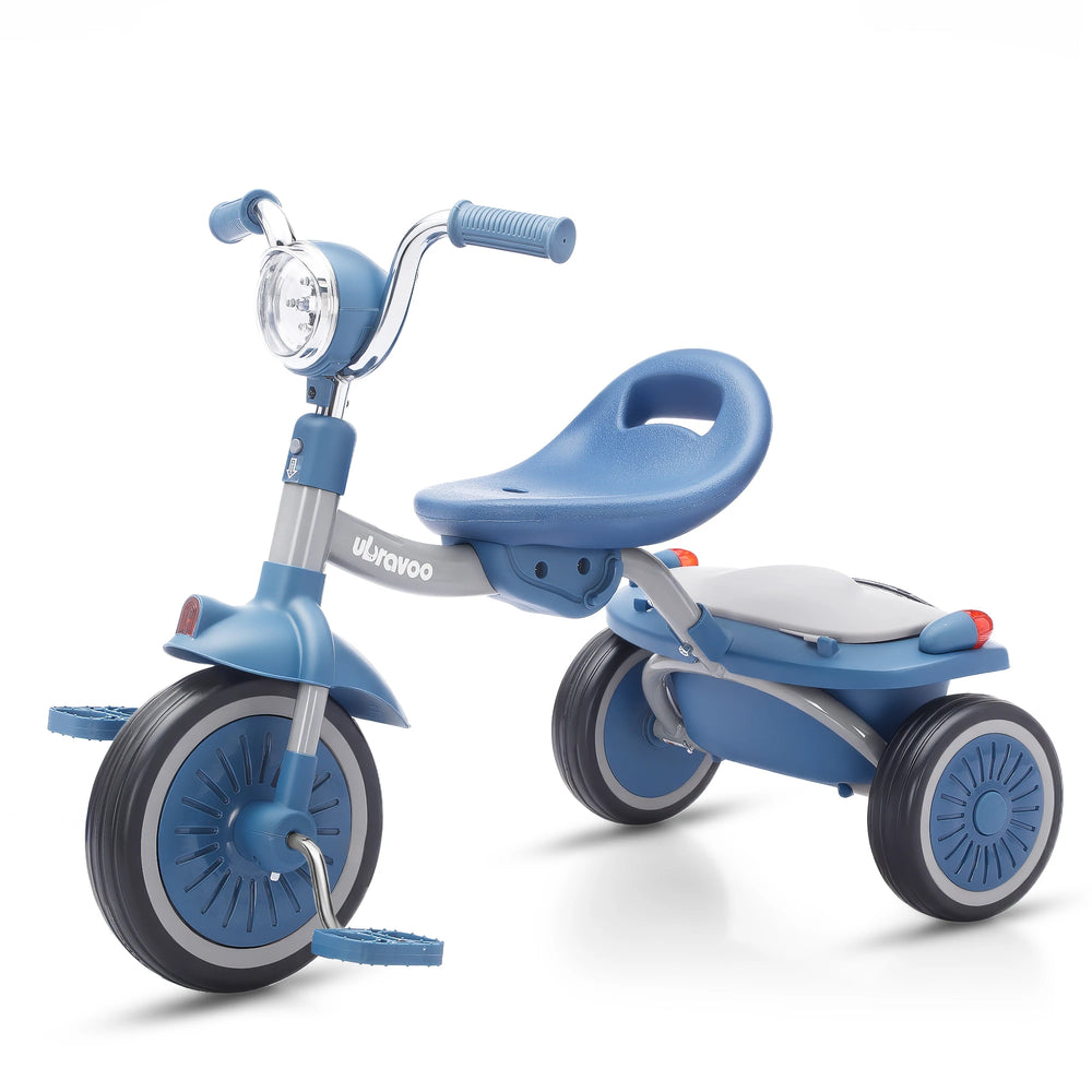 Foldable 4-in-1 Toddler Tricycle with LED Light & Storage Basket