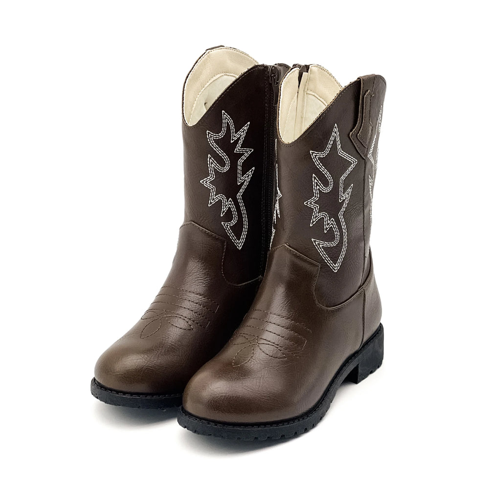 Kids Western Cowboy Boots with Embroidery & Rhinestone Detail