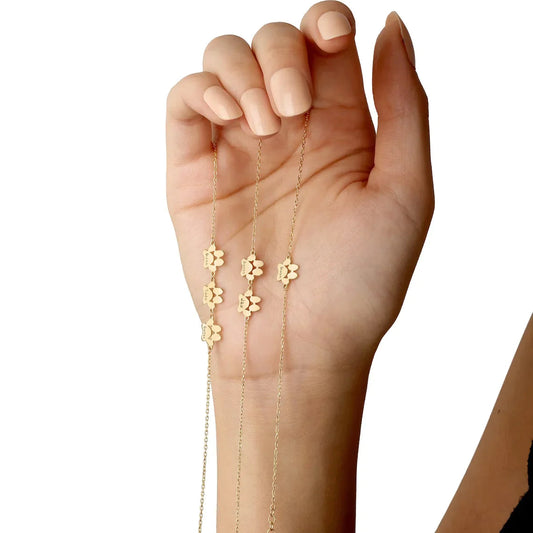 Personalised paw print bracelet close-up