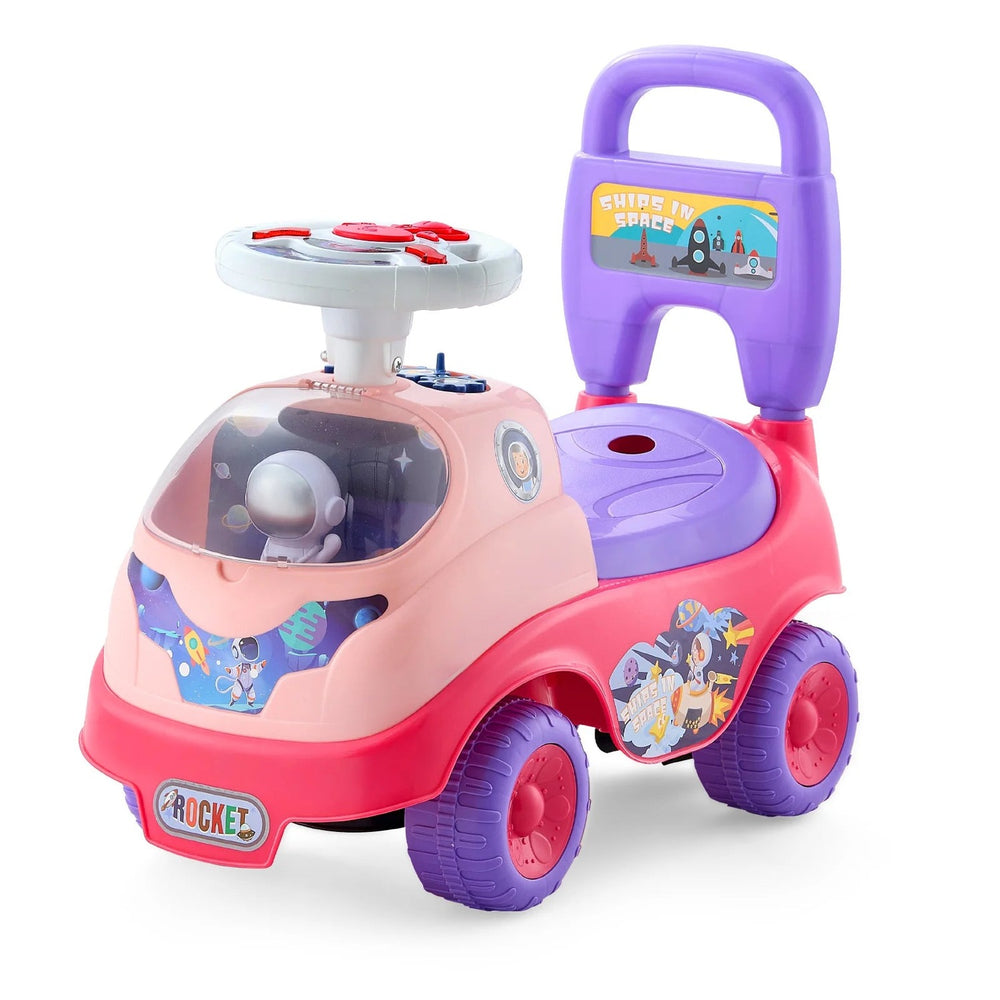 Toddler Push Ride-On Walker Car with Horn & Music, Under-Seat Storage