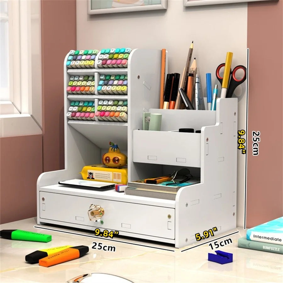 Space-Saving Pen Holder Storage Box – Multi-Compartment Organiser