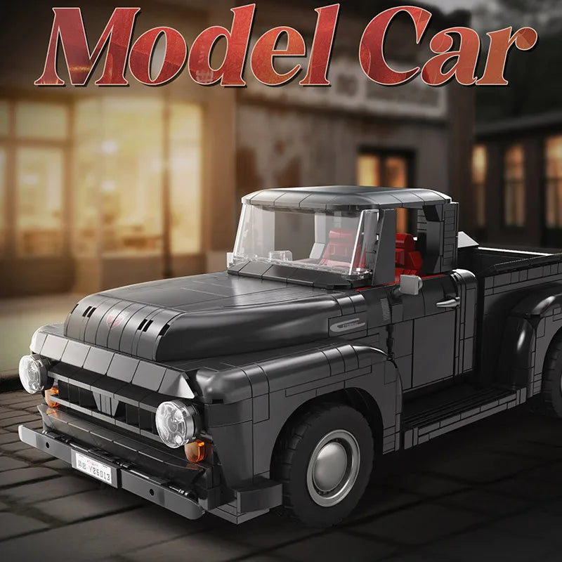 Classic 1950s Pickup Truck Building Block Model with RC Function