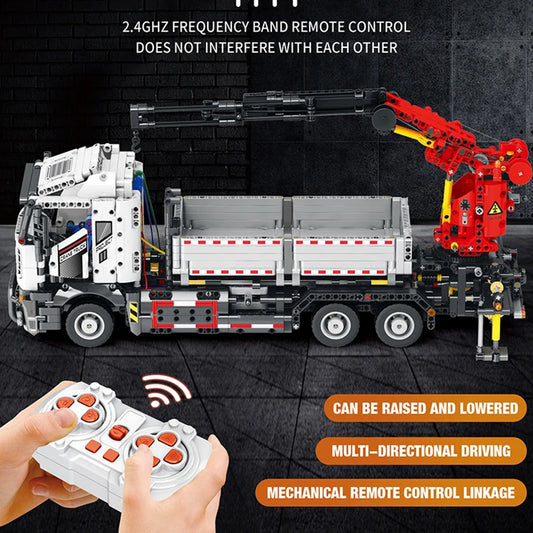 Crane truck with 2.4GHz remote control, boom raise and lower feature