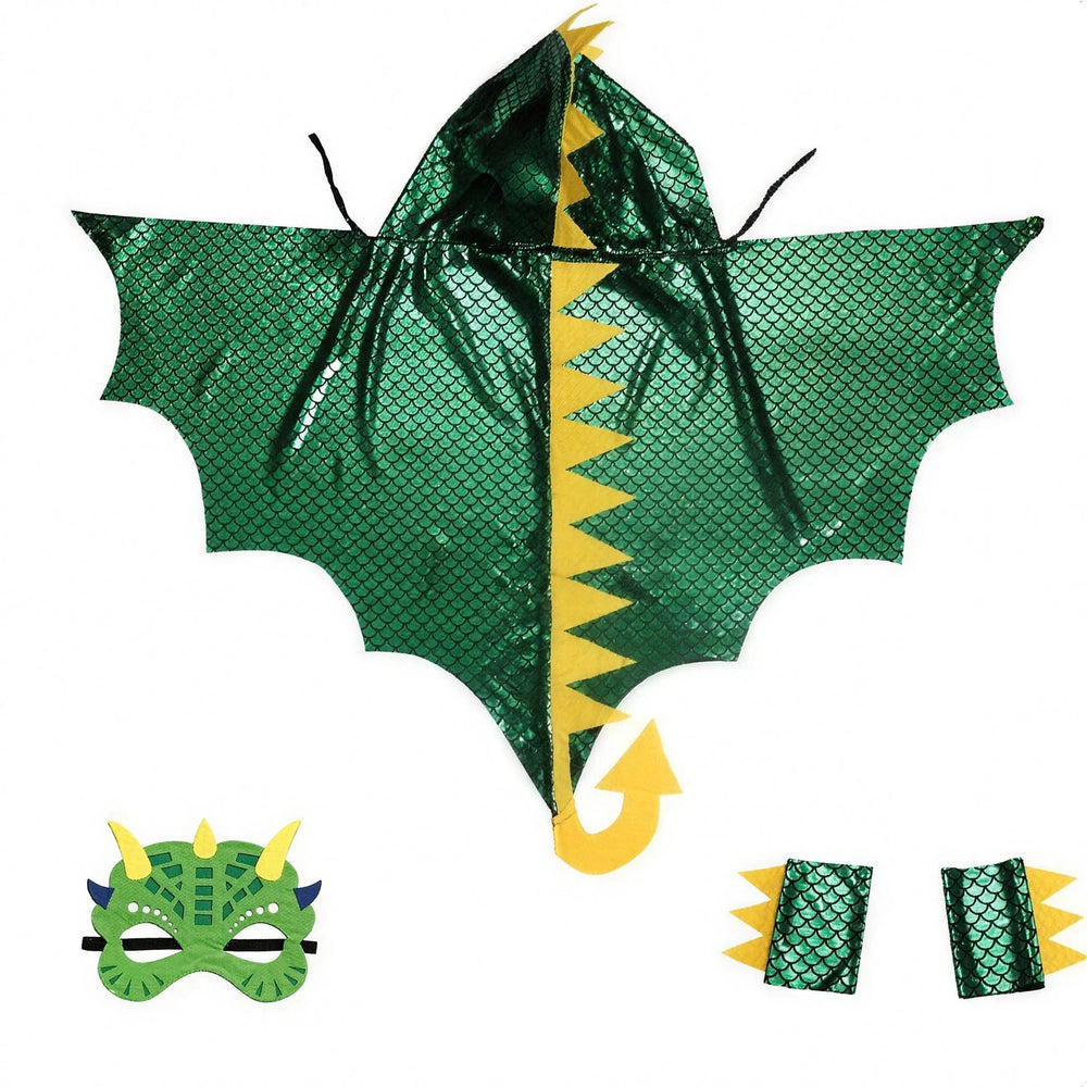 Kids Dragon Dinosaur Hooded Cape Costume - Unisex Fancy Dress
