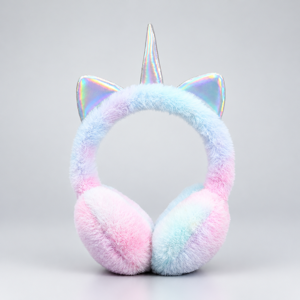 Kids Unicorn Plush Earmuffs, Pastel Winter Ear Warmers 2-6Y