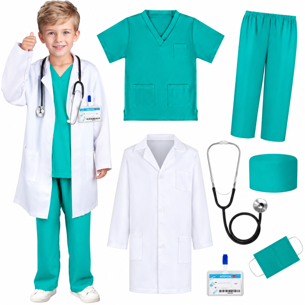 Kids Doctor Nurse Costume Set with Toy Accessories