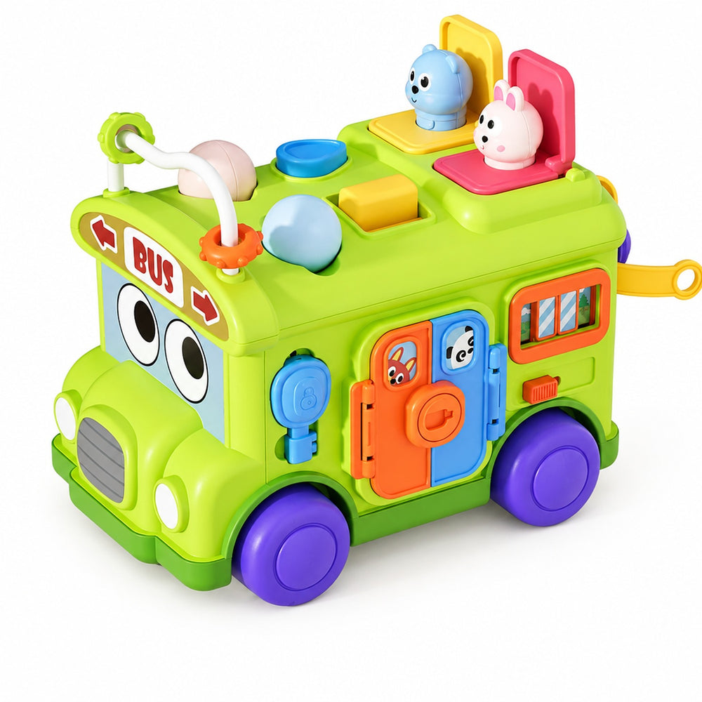 Tableau d'activité sensoriel Montessori, jouet bus d'éveil pour tout-petits