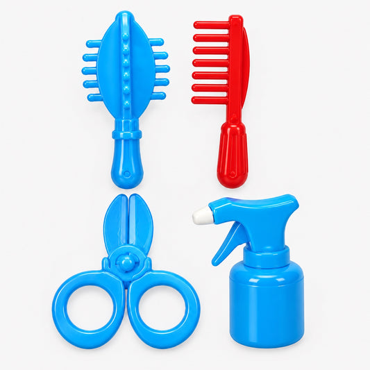 Pretend Play Hairdresser Clay Set - close-up of comb, scissors and styling tools