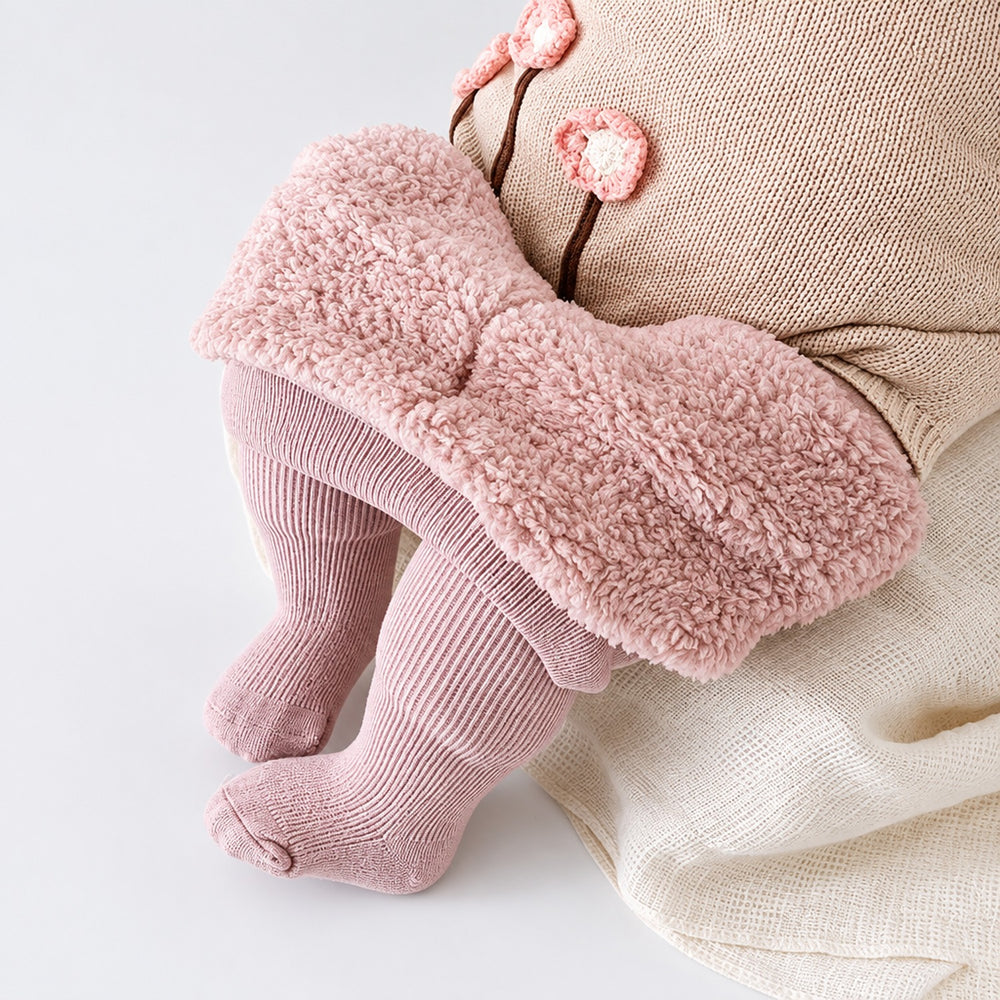 Kids Thermal Fleece-Lined Leggings, Thick Striped Winter Tights