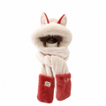 Plush Winter Hood Scarf, Fluffy One-Piece Ear-Warming Hat