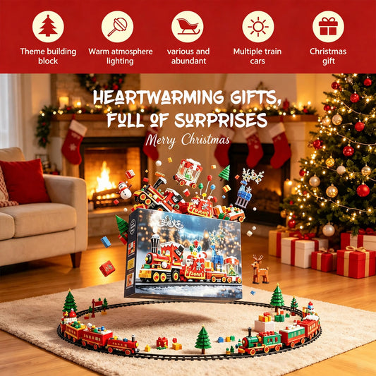 Christmas train building block set assembled view
