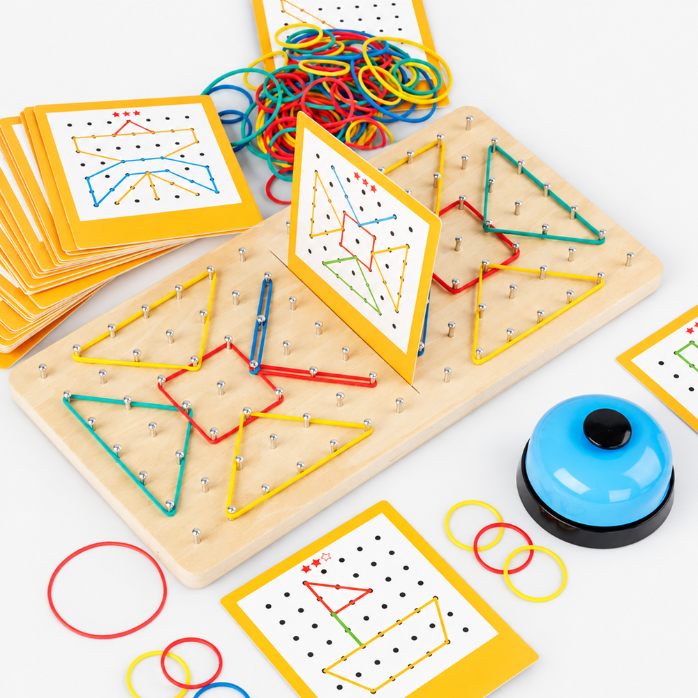 Geoboard-Schlachtspiel aus Holz – geometrisches 2-Spieler-Puzzlespielzeug