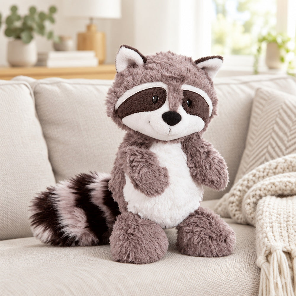 Raccoon Plush Toy | Grey Stuffed Animal Cushion, 25–35cm