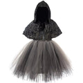 Girls Grim Reaper Tutu Dress Halloween Costume with Skeleton Cloak