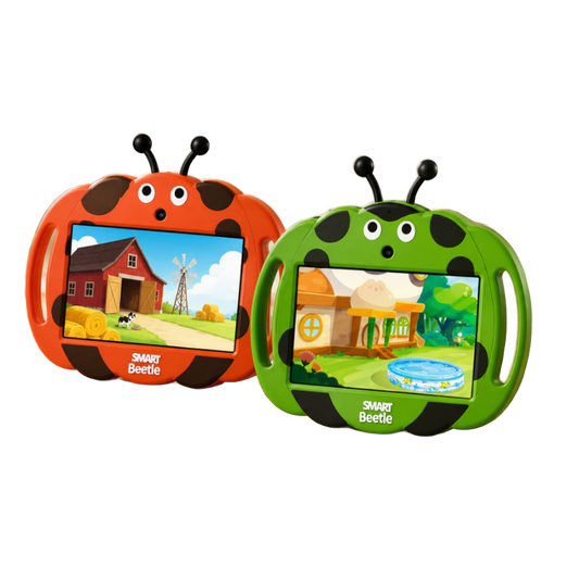 Kids tablet with shockproof case on white background