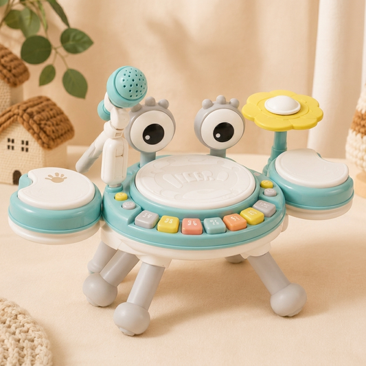 Kids 4-in-1 musical drum toy in blue