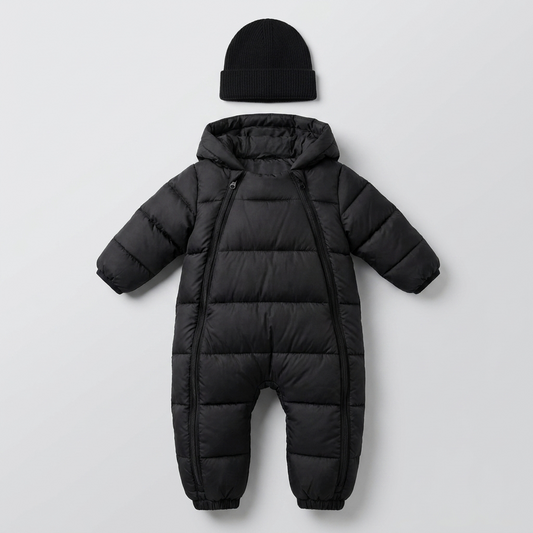 Hooded Baby Snowsuit in Black
