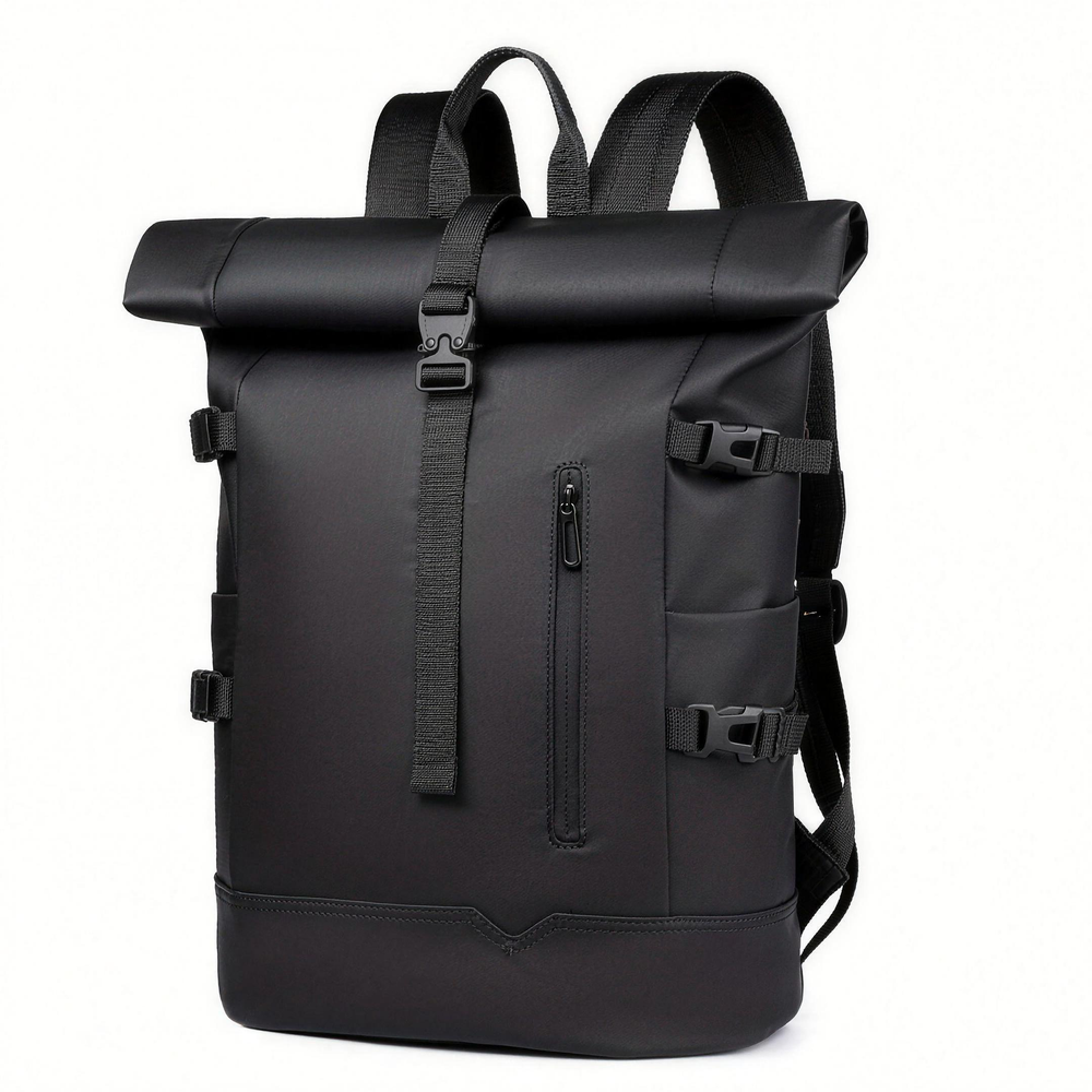 Student Roll-Top Waterproof Backpack – Laptop Compartment