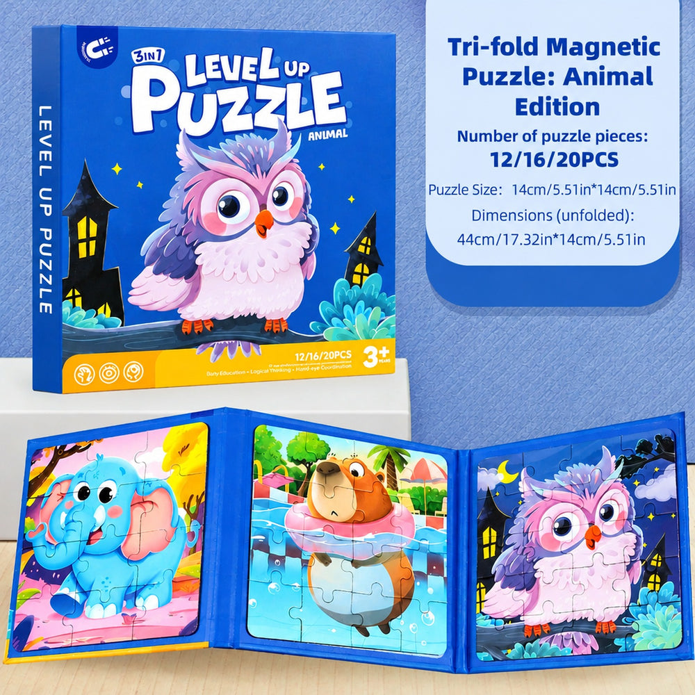 Tri-Fold Magnetic Puzzle Book for Kids, Montessori Early Learning Jigsaw