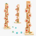 Houten knikkerbaan met boomstammen, Montessori-leerspeelgoed