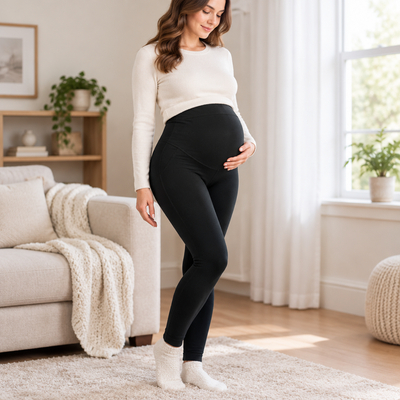 Maternity Thick Fleece Leggings with Belly Support Panel